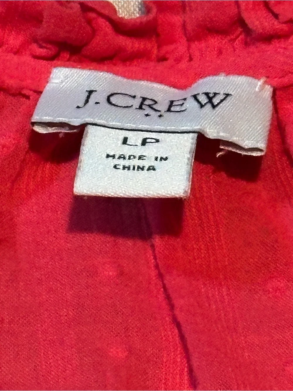 J. Crew Coral-Red V-Neck Peasant Blouse